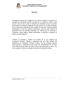 Universidad de Cuenca Facultad de Ciencias de la Hospitalidad