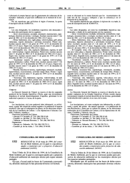 RESOLUCIÓ de 10 de maig de 1994, del conseller de Medi Ambient