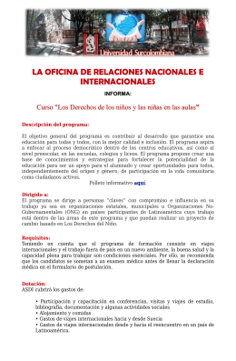 LA OFICINA DE RELACIONES NACIONALES E INTERNACIONALES