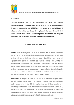 RE 067/2012 Acuerdo 54/2012, de 11 de diciembre de 2012, del