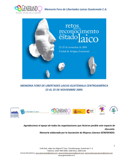 Memoria Foro de Libertades Laicas Guatemala C.A. MEMORIA