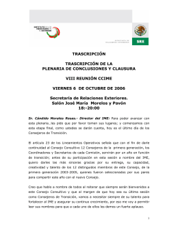 TRASCRIPCIÓN TRASCRIPCIÓN DE LA PLENARIA DE