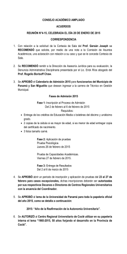 Reunión N° 4-15 Celebrada el 28 de enero de 2015