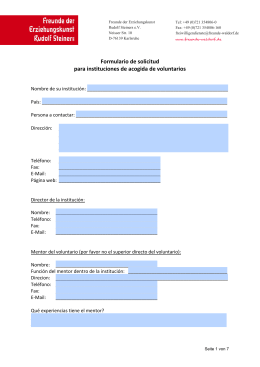 Formulario de solicitud para instituciones de acogida de voluntarios