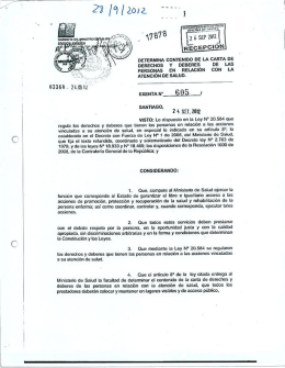 Resolución exenta Nº 605. Determina contenidos de la Carta de
