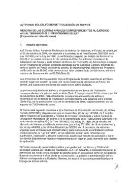 AyT FONDO EÓLICO, FONDO DE TITULiZACIÓN DE ACTIVOS