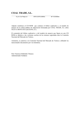 COAL TRADE, S.L. - Comisión Nacional del Mercado de Valores
