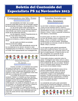 Boletín del Contenido del Especialista PS 24 Noviembre 2013