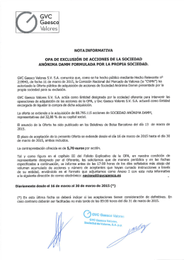 nota in fo rmativa opa de exclusión de acciones de la sociedad