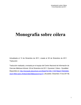 Monografía Actualizada sobre cólera. 26 Diciembre 2011