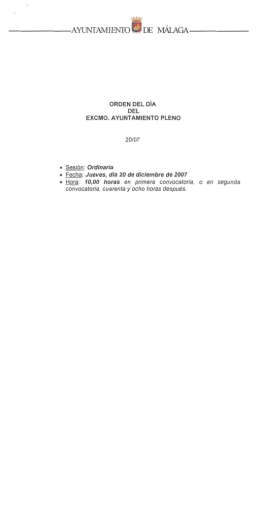 Orden del día del Pleno ordinario de 20