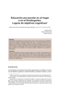 Educación pre-escolar en el hogar o en el Kindergarten