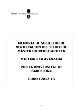 Memoria M&agrave;ster Matem&agrave;tica Avan&ccedil;ada