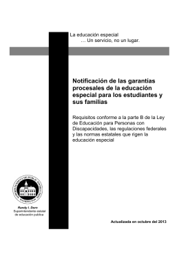 Notificación de las garantías procesales de la educación especial
