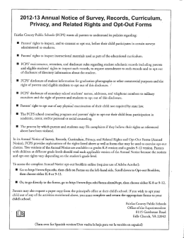 2012-13 Annual Notice of Survey, Records, Curriculum,