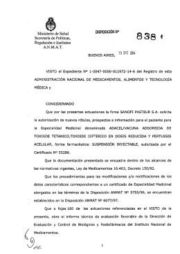 8381-14 SANOFI PASTEUR - ROTULO y PROSPECTO - M