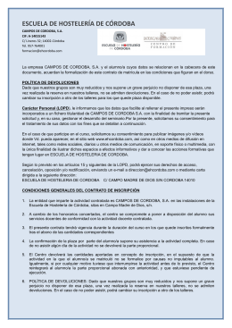 Condiciones de Contratación - Escuela de Hostelería de Córdoba
