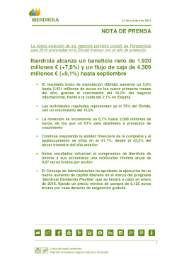 NOTA DE PRENSA Iberdrola alcanza un beneficio neto de 1.920