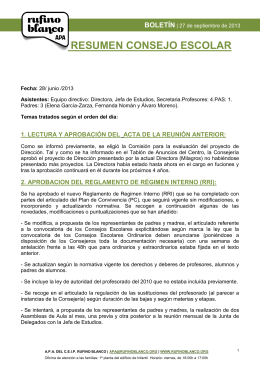 RESUMEN CONSEJO ESCOLAR