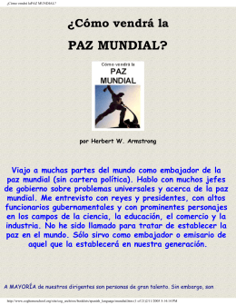 ¿Cómo vendrá laPAZ MUNDIAL?