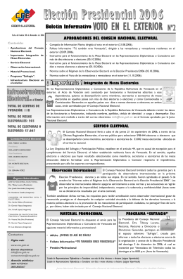 BOLETIN INFORMATIVO del CNE No 2 sobre VOTO EN EL