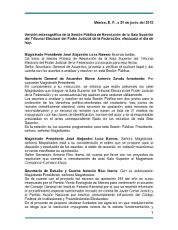México, D. F., a 21 de junio del 2012 Versión estenográfica de la