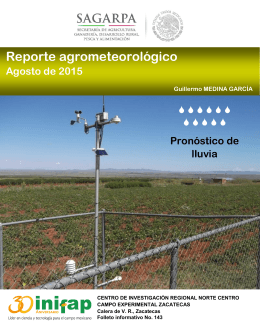 Reporte agrometeorológico Agosto de 2015