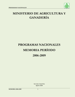Memoria de la Dirección de Programas Nacionales-2009