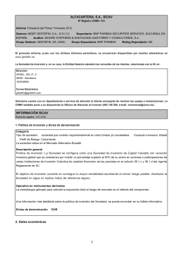 ALFACARTERA, S.A., SICAV INFORMACIÓN SICAV 2. Datos