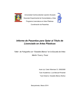 Informe de Pasantías para Optar al Título de Licenciado en Artes