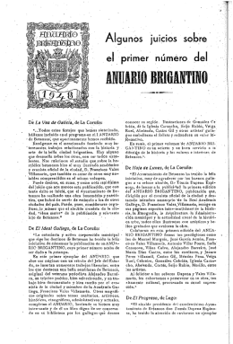 Algunos juicios sobre el primer número del Anuario Brigantino
