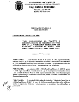 para reglamentar el tránsito y estacionamiento de vehículos de todo