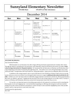 December 2014 Newsletter - Sunnyland Elementary School