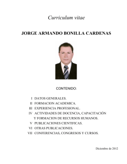 Curriculum vitae JORGE ARMANDO BONILLA CARDENAS