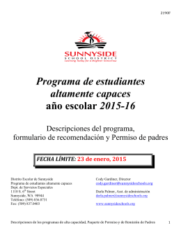 Programa de estudiantes altamente capaces año escolar 2015-16