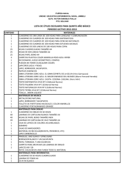 periodo lectivo 2012-2013 lista de útiles escolares para quinto año