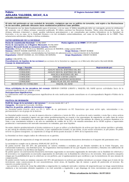 AZILANA VALORES, SICAV, S.A