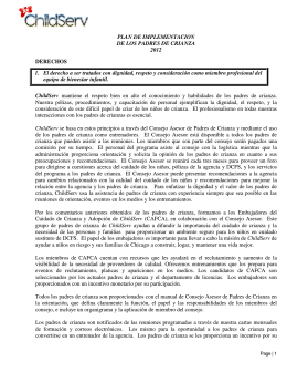 PLAN DE IMPLEMENTACION DE LOS PADRES DE
