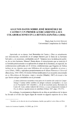algunos datos sobre josé bermúdez de castro y un primer