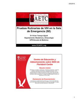Pruebas Rutinarias de VIH en la Sala de Emergencia (SE)