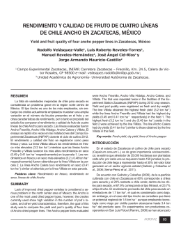 RENDIMIENTO Y CALIDAD DE FRUTO DE CUATRO