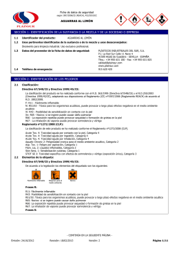 Ficha de datos de seguridad de `AGUARRAS AL LIMÓN` (Versión 2)