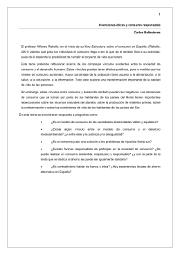 Inversiones éticas y consumo responsable Carlos Ballesteros El