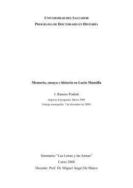 Memoria, ensayo e historia en Lucio Mansilla J. Ramiro Podetti