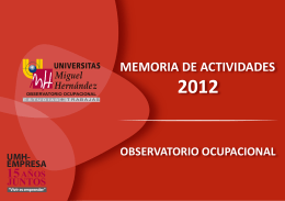 memoria de actividades 2012 - Observatorio Ocupacional UMH