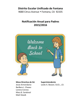 Aviso Anual Para Padres - Fontana Unified School District