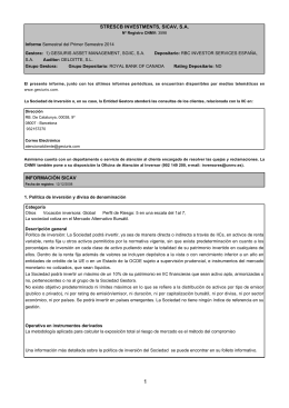 STRESCB INVESTMENTS, SICAV, S.A. INFORMACIÓN SICAV