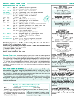 August 31, 2014 - San Jose Catholic Church