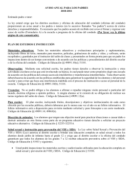 annual parent/guardian notice of rights and responsibilities