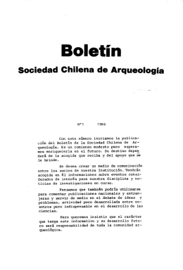 Bajar Boletín N° 01 - La Sociedad Chilena de Arqueología (SChA)